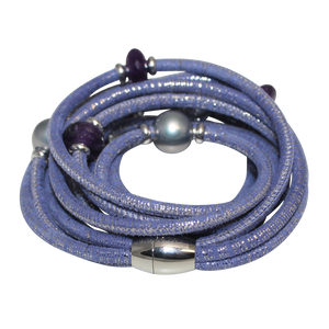 Italian Wrap Leather Bracelet With Gemstones & Mother of Pearl - DIDAJ