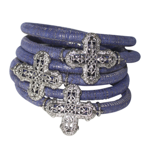 Italian Wrap Leather Bracelet With Crosses - DIDAJ