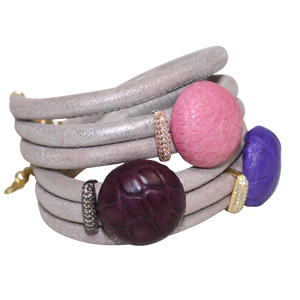 Italian Wrap Leather Bracelet With Exotic Leather Connectors - DIDAJ