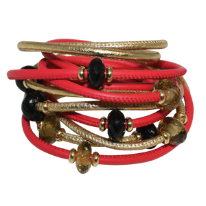 Italian Wrap Leather Bracelet With Gemstones & Mother of Pearl - DIDAJ