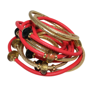 Italian Wrap Leather Bracelet With Gemstones & Mother of Pearl - DIDAJ