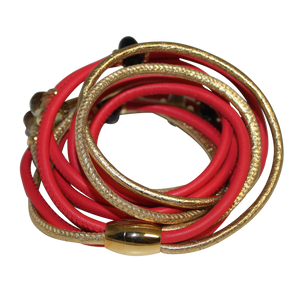 Italian Wrap Leather Bracelet With Gemstones & Mother of Pearl - DIDAJ