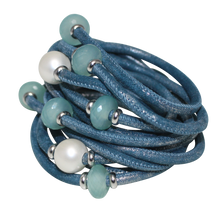 Load image into Gallery viewer, Italian Wrap Leather Bracelet With Gemstones &amp; Mother of Pearl - DIDAJ
