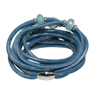 Italian Wrap Leather Bracelet With Gemstones & Mother of Pearl - DIDAJ