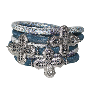 Italian Wrap Leather Bracelet With Crosses - DIDAJ