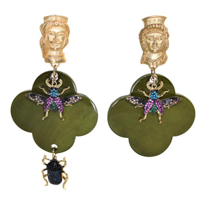 Buffalo Horn Flower Style Lacquered Earrings - DIDAJ