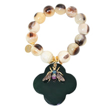 Load image into Gallery viewer, Buffalo Horn Bracelet With Lacquer Buffalo Horn Flower Charms - DIDAJ