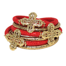 Load image into Gallery viewer, Italian Wrap Leather Bracelet With Crosses - DIDAJ