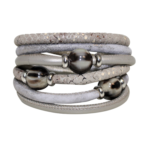 Italian Wrap Leather Bracelet With Buffalo Horn - DIDAJ
