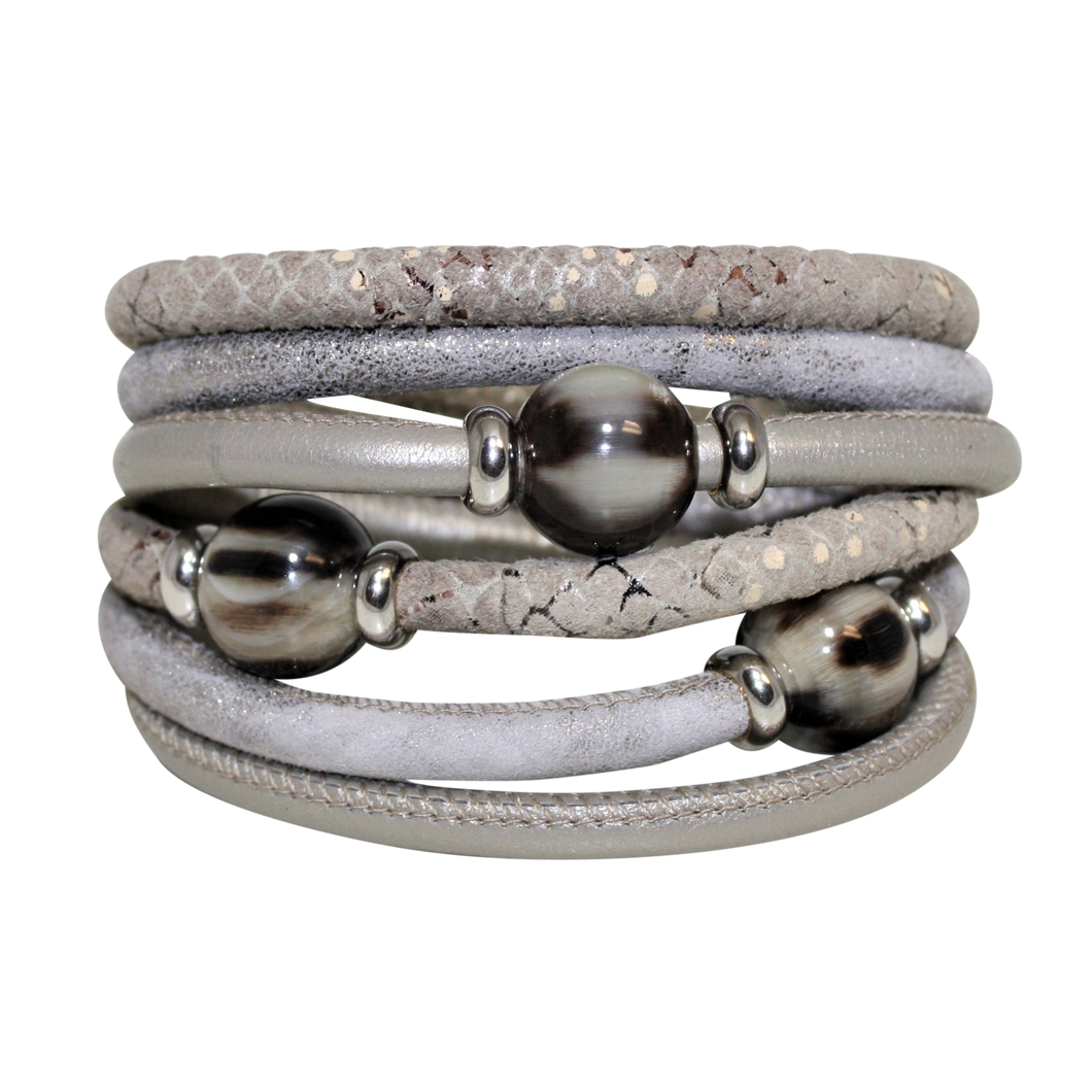 Italian Wrap Leather Bracelet With Buffalo Horn - DIDAJ