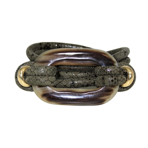 Italian Wrap Leather Bracelet With Buffalo Horn Buckle - DIDAJ