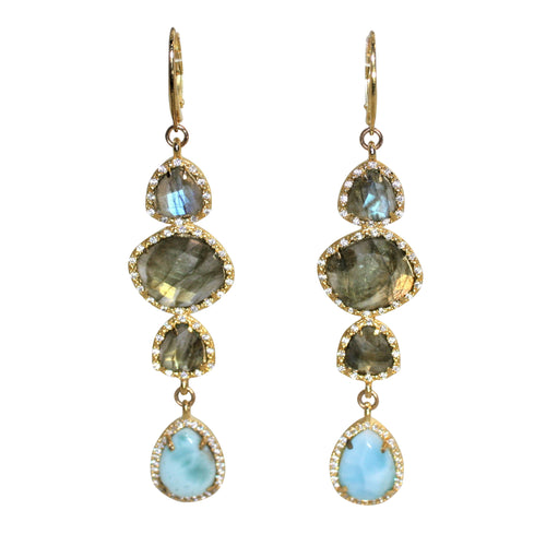 Faceted Labradorite & Laramar Earrings - DIDAJ