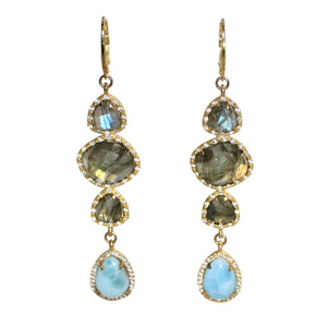 Faceted Labradorite & Laramar Earrings - DIDAJ