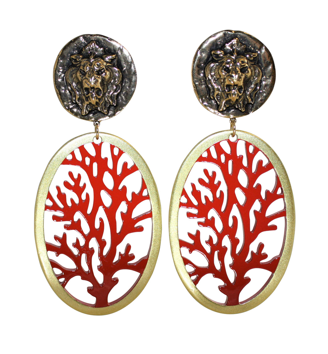 Buffalo Horn Coral Style Lacquered Earrings - DIDAJ