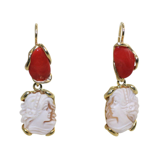 Italian Coral & Cameo Earrings - DIDAJ