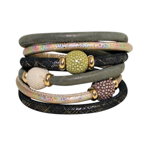 Italian Wrap Leather Bracelet With Stingray Beads - DIDAJ