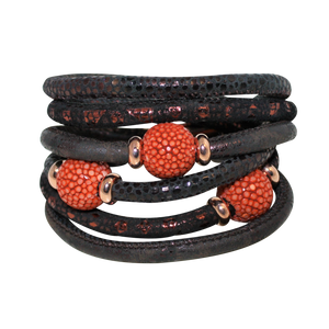 Italian Wrap Leather Bracelet With Stingray Beads - DIDAJ