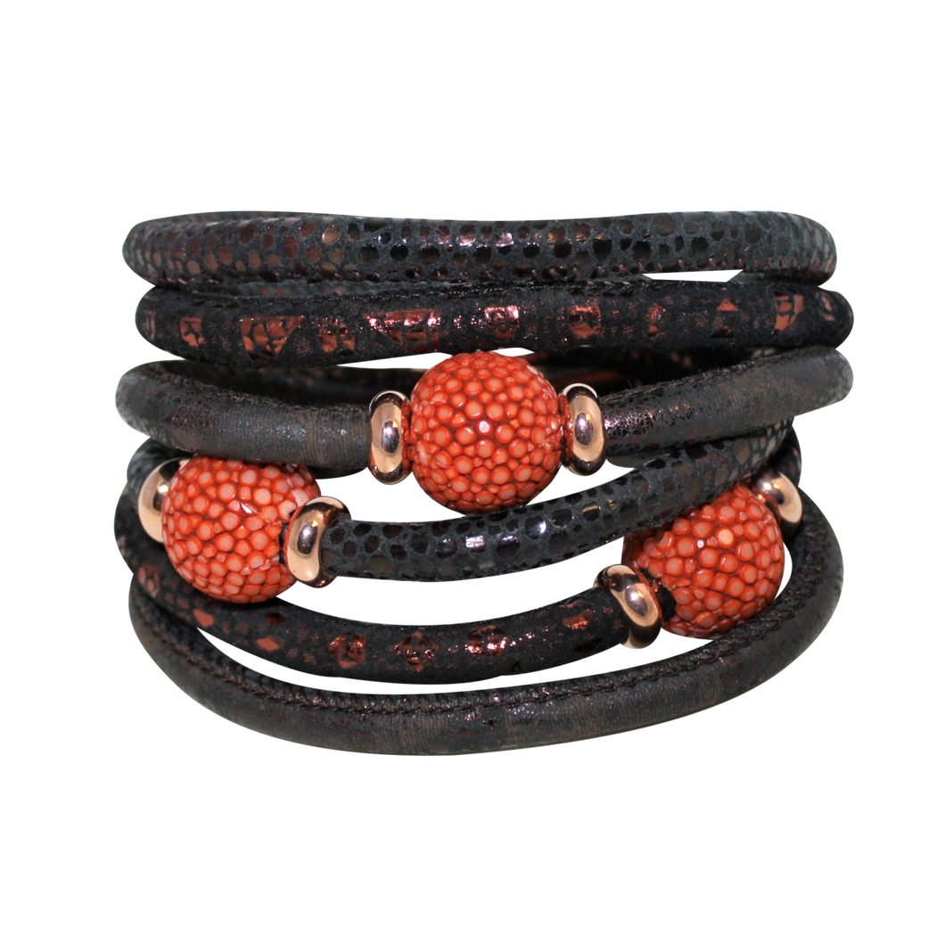 Italian Wrap Leather Bracelet With Stingray Beads - DIDAJ