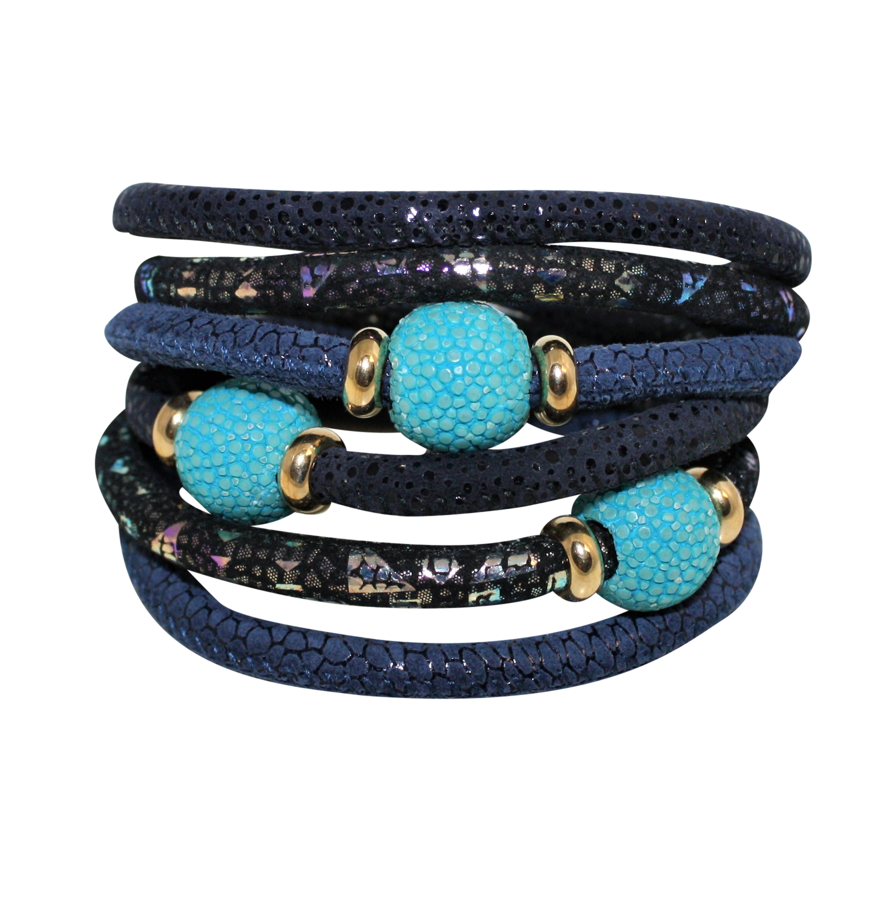 Stingray Double Wrap Bracelet - Blue – Andrea Montgomery Designs