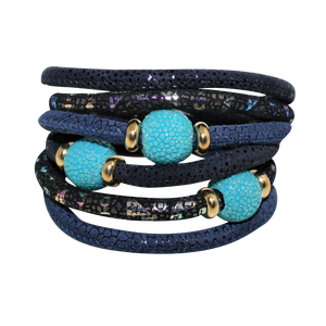 Italian Wrap Leather Bracelet With Stingray Beads - DIDAJ