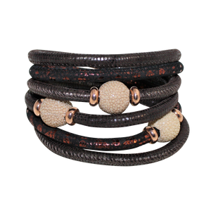 Italian Wrap Leather Bracelet With Stingray Beads - DIDAJ