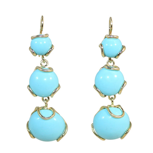 Italian 3 Drops Turquoise Earrings