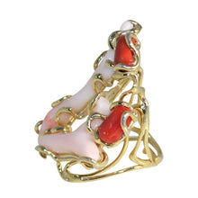 Load image into Gallery viewer, Italian Red &amp; Pink Branch Coral Statement Ring