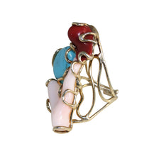 Load image into Gallery viewer, Italian Coral, Turquoise &amp; Baroque Pearl Statement Ring
