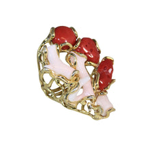 Load image into Gallery viewer, Italian Red &amp; Pink Branch Coral Statement Ring