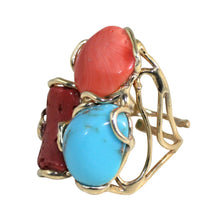 Load image into Gallery viewer, Italian Coral &amp; Turquoise Statement Ring