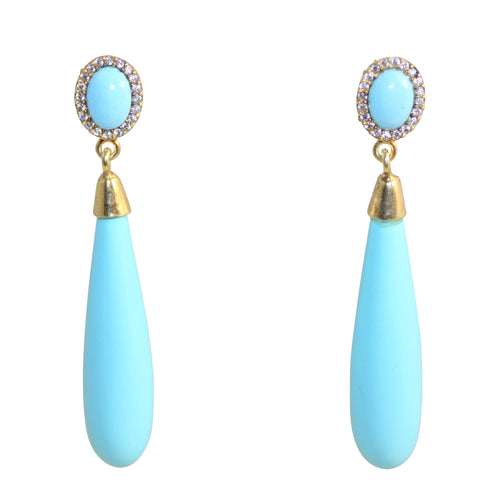 Italian Long Teardrop Turquoise Earrings