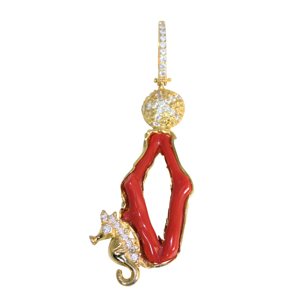 Italian Coral Branch Pendant