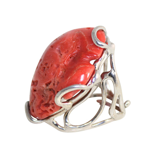 Italian Coral Cocktail Ring