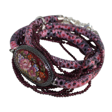 Load image into Gallery viewer, Italian Wrap Leather Bracelet With Russian Finift &amp; Rhodolite Garnet - DIDAJ