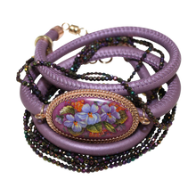 Load image into Gallery viewer, Italian Wrap Leather Bracelet With Russian Finift &amp; Mystic Lavender Spinel - DIDAJ