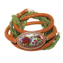 Load image into Gallery viewer, Italian Wrap Leather Bracelet With Russian Finift &amp; Peridot - DIDAJ