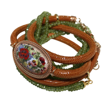 Load image into Gallery viewer, Italian Wrap Leather Bracelet With Russian Finift &amp; Peridot - DIDAJ