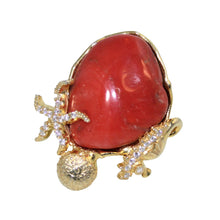 Load image into Gallery viewer, Italian Coral &amp; CZ Cocktail Ring - DIDAJ