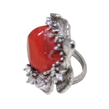 Load image into Gallery viewer, Italian Coral &amp; CZ Cocktail Ring - DIDAJ