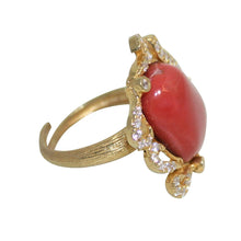 Load image into Gallery viewer, Italian Coral &amp; CZ Cocktail Ring - DIDAJ