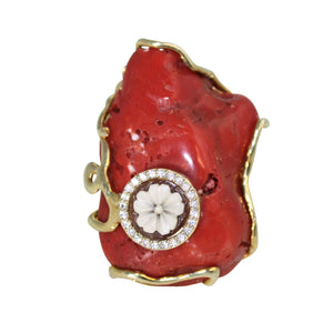 Italian Coral & Cameo Statement Ring - DIDAJ