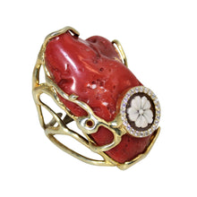 Load image into Gallery viewer, Italian Coral &amp; Cameo Statement Ring - DIDAJ
