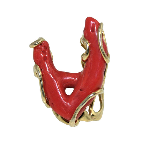 Italian Red Branch Coral Stylish Ring - DIDAJ