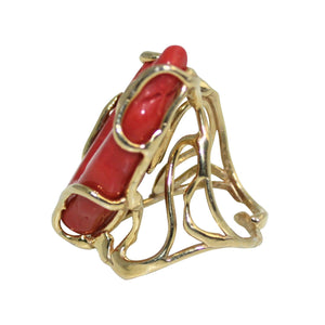 Italian Red Branch Coral Stylish Ring - DIDAJ