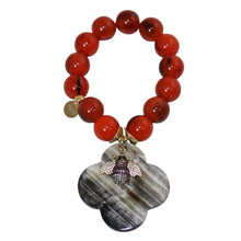 Load image into Gallery viewer, Buffalo Horn Bracelet With Lacquer Buffalo Horn Flower Charms - DIDAJ