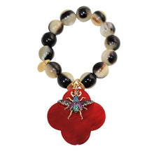 Load image into Gallery viewer, Buffalo Horn Bracelet With Lacquer Buffalo Horn Flower Charms - DIDAJ