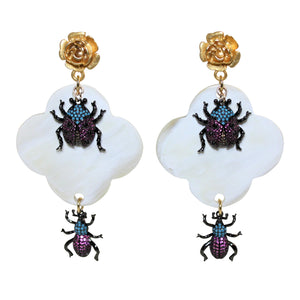 Buffalo Horn Flower Style Lacquered Earrings - DIDAJ