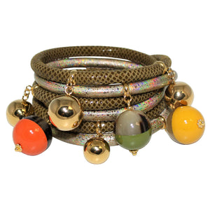 Italian Wrap Leather Bracelet With Lacquer Buffalo Horn Charms - DIDAJ