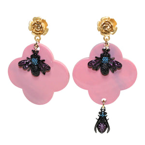 Buffalo Horn Flower Style Lacquered Earrings - DIDAJ