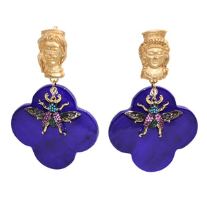 Buffalo Horn Flower Style Lacquered Earrings - DIDAJ